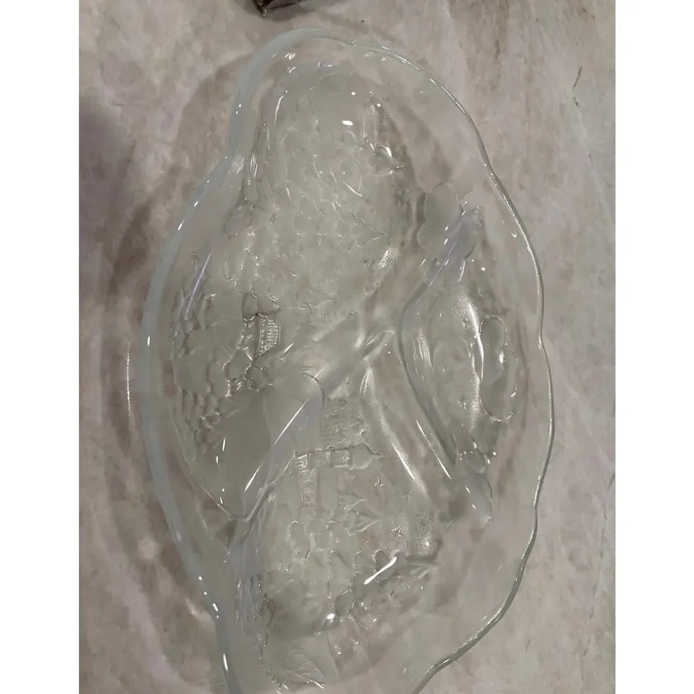 Winterland Crytal glass etched Holiday candy tray in box Christmas 12-1/2